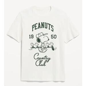 Old Navy Peanuts Snoopy Country Club Preppy Crewneck Short Sleeve T-Shirt NWT
